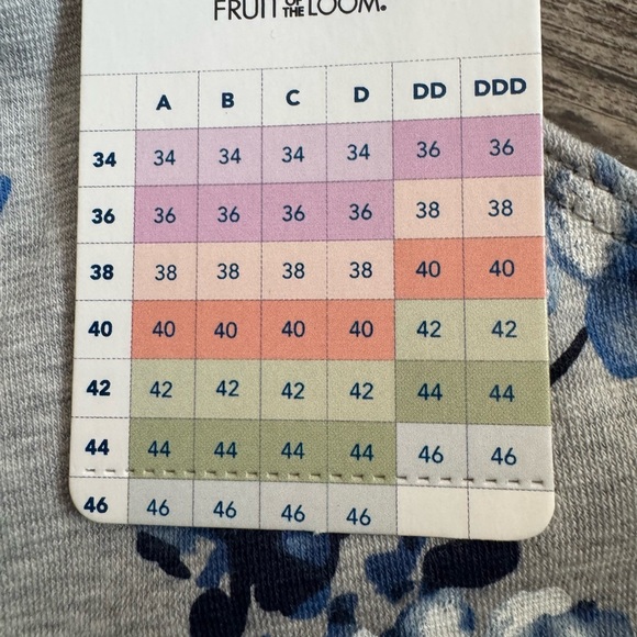 Fruit of the Loom Blue Floral 3 bralette - Picture 3 of 3